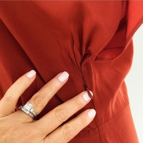 NWT & Other Stories Dress Midi Length100% Viscose Burnt Orange Short Cap Sleeve - Picture 7 of 13